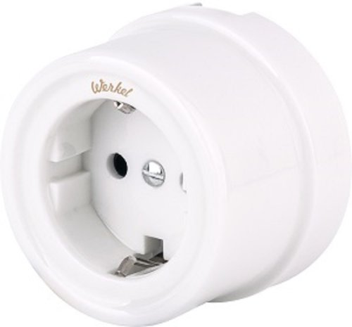 Розетка-ретро с заземлением керамика Werkel Retro 1-м. белый картинка